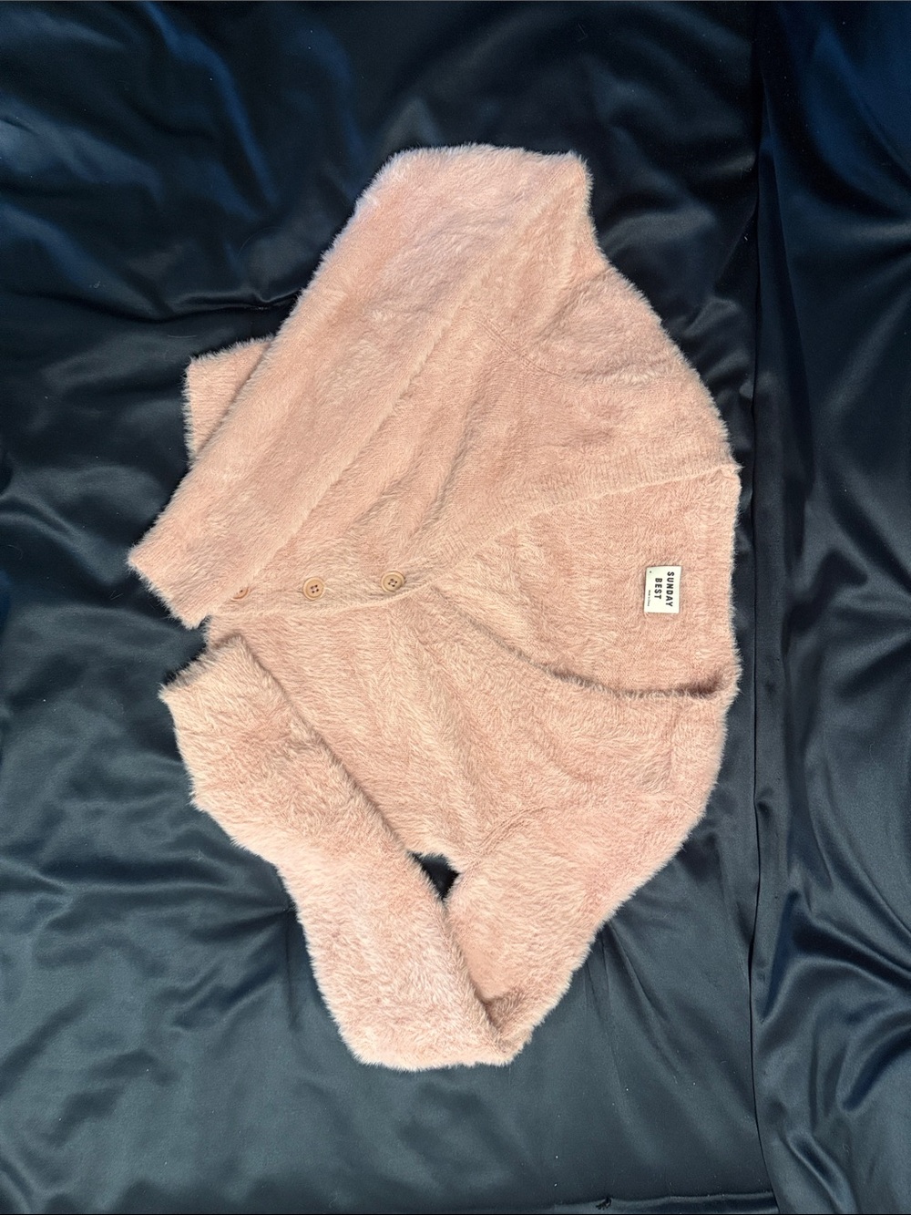 Aritzia Sunday Best Soft Blush Pink Fuzzy Button Cardigan